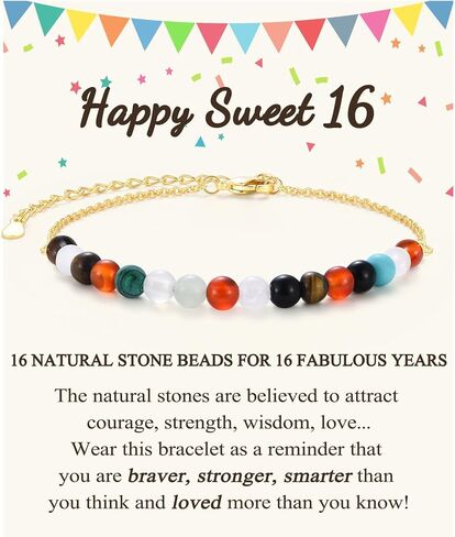 10-21 Year Old Girl Birthday Gifts, Happy 10th-21st Birthday Decorations Beaded Bracelet Gifts for Girls with Cards in Kuwait