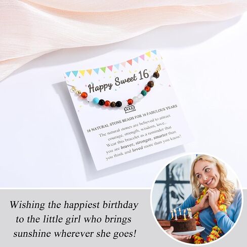 10-21 Year Old Girl Birthday Gifts, Happy 10th-21st Birthday Decorations Beaded Bracelet Gifts for Girls with Cards in Kuwait