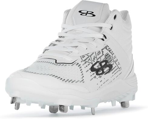 Boombah Viper Pureknit Men's Metal Mid Cleat - White Out - Multiple Color Options - Multiple Sizes in Saudi Arabia