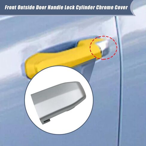 XQSMWF 1PC Silver Front Outside Door Handle Lock Cylinder Chrome Cover Compatible with Cadillac Escalade 2015 2016 2017 2018 Replace 13596115 in Saudi Arabia