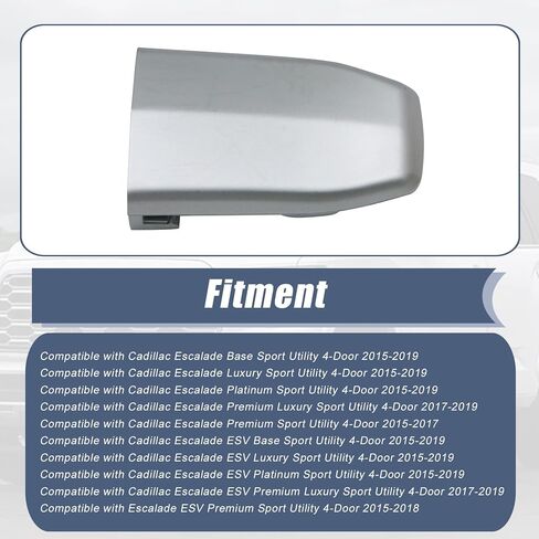 XQSMWF 1PC Silver Front Outside Door Handle Lock Cylinder Chrome Cover Compatible with Cadillac Escalade 2015 2016 2017 2018 Replace 13596115 in Saudi Arabia