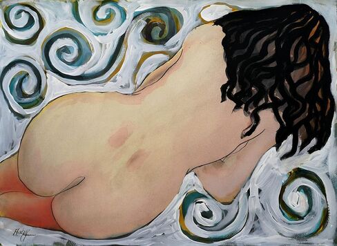 أنثى عارية رسم وسائل الإعلام المختلطة الكبيرة تتكوين امرأة عارية في جوارب من الظهر 22 × 30 بوصة الأصل in Saudi Arabia