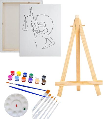 Pre Drawn Canvas Lady Justice Paint Kit | Adult & Teen Sip and Paint Party Favor | DIY Date Night Couple Activity (M 12X16 CANVAS ONLY) in Saudi Arabia