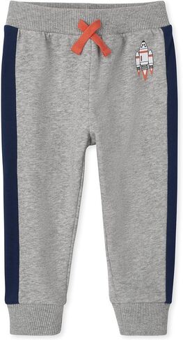The Children's Place Baby Boys' and Toddler Fleece Jogger Pants, Grey Dino, 9-12 Months in Saudi Arabia