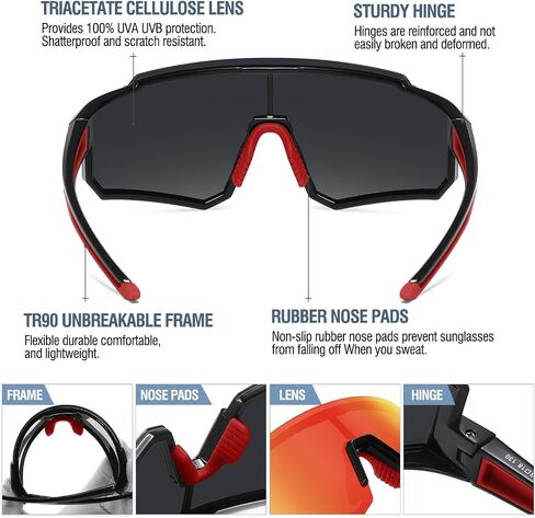 DUCO Polarized Sports Sunglasses for Men Women UV400 Protection Baseball Cycling Running Fishing Sunglasses DC0068 in Kuwait
