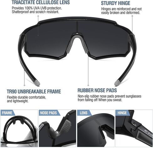 DUCO Polarized Sports Sunglasses for Men Women UV400 Protection Baseball Cycling Running Fishing Sunglasses DC0068 in Kuwait