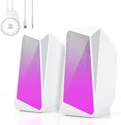 SOULION C30 Bluetooth Computer Speakers, 2.0 PC Speakers for Desktop Monitor, Wired USB Powered & Pulsing & LED Flame Lights, 3.5 mm AUX Speakers for Laptop Gaming with Wired Handy Control in Saudi Arabia