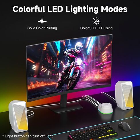 SOULION C30 Bluetooth Computer Speakers, 2.0 PC Speakers for Desktop Monitor, Wired USB Powered & Pulsing & LED Flame Lights, 3.5 mm AUX Speakers for Laptop Gaming with Wired Handy Control in Saudi Arabia