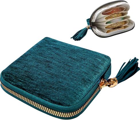 Jewelry Organizer Pouch with Tassel Zipper 5 Compartments Portable Storage Bag for Bracelets Watches Rings Earrings Necklaces Compact Jewel Holder Elegant Gifts for Women Purple in Saudi Arabia
