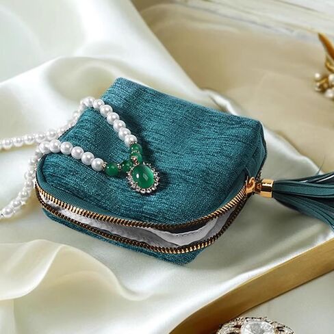 Jewelry Organizer Pouch with Tassel Zipper 5 Compartments Portable Storage Bag for Bracelets Watches Rings Earrings Necklaces Compact Jewel Holder Elegant Gifts for Women Purple in Saudi Arabia