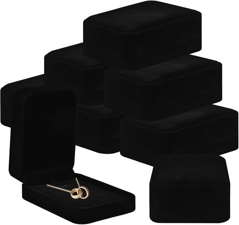 8 Pcs Velvet Jewelry Gift Boxes Black Pendant Case Jewelry Display Box Set for Wedding Engagement Birthday Anniversary - Chain Box in Saudi Arabia