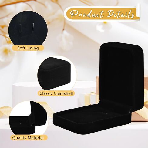 8 Pcs Velvet Jewelry Gift Boxes Black Pendant Case Jewelry Display Box Set for Wedding Engagement Birthday Anniversary - Chain Box in Saudi Arabia