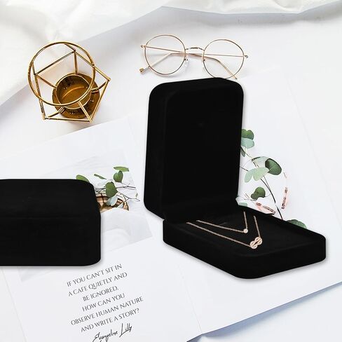 8 Pcs Velvet Jewelry Gift Boxes Black Pendant Case Jewelry Display Box Set for Wedding Engagement Birthday Anniversary - Chain Box in Saudi Arabia