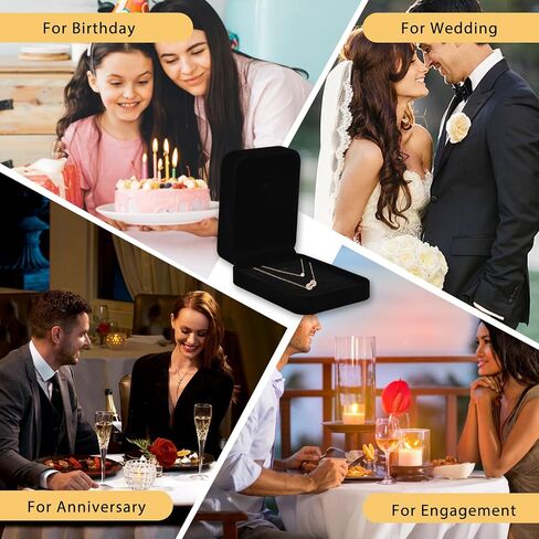 8 Pcs Velvet Jewelry Gift Boxes Black Pendant Case Jewelry Display Box Set for Wedding Engagement Birthday Anniversary - Chain Box in Saudi Arabia