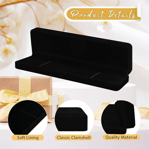 8 Pcs Velvet Jewelry Gift Boxes Black Pendant Case Jewelry Display Box Set for Wedding Engagement Birthday Anniversary - Chain Box in Saudi Arabia