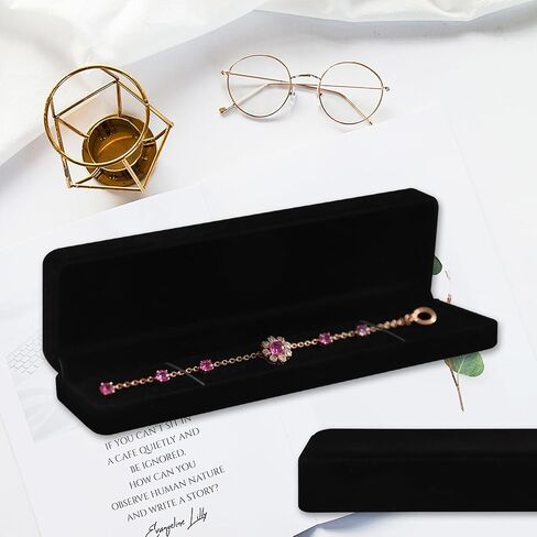 8 Pcs Velvet Jewelry Gift Boxes Black Pendant Case Jewelry Display Box Set for Wedding Engagement Birthday Anniversary - Chain Box in Saudi Arabia