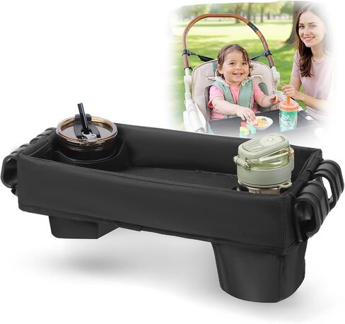Upgraded Stroller Snack Tray for Wonderfold Wagon W4 Series - Kids Toy Placement - Faux Leather Sides - Easy to Clean - Deeper Cup Holder - Reinforced Sides in Saudi Arabia