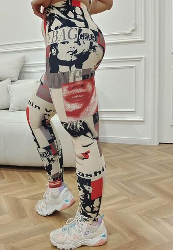 Fashion Pattern Print Leggings for Women,Cozy Beautiful Soft Printed Workout Legging Pants,Leopard/paw/Love Legging Pants in Kuwait