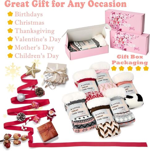Fuzzy Slipper Socks for Women Girls Kids with Grips Warm Sherpa Lined Animal Cabin Socks Non Slip Indoor House Stocking Stuffers Christmas Gifts Cozy Winter in Saudi Arabia