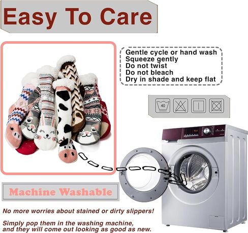 Fuzzy Slipper Socks for Women Girls Kids with Grips Warm Sherpa Lined Animal Cabin Socks Non Slip Indoor House Stocking Stuffers Christmas Gifts Cozy Winter in Saudi Arabia