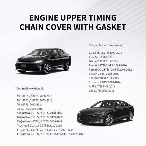Hisport 06H103269C سلسلة توقيت المحرك مع حشية أعلى وأسفل - متوافق مع 2007-2017 VW Audi Beetle Jetta Passat Tiguan Sharan Golf GTI EOS CC A3 A4 A5 A6 TT Allroad Q3 Q5 1.8T 2.0T in Saudi Arabia