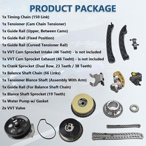 2.5L Timing Chain Kit with VVT Gears & Water Pump Fit for 2013-2017 Buick Cadillac Chevrolet Malibu GMC 16Valve # AW6750 12638661 12627114 in Saudi Arabia