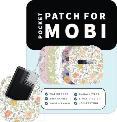 Glucomart Adhesive Pocket for Mobi (5 Count) – Maximum Strength Patches for Wearing Mobi Insulin Pump, Waterproof & Hypoallergenic (Vintage Floral Variety Pack) (Mobi Pocket) in Saudi Arabia