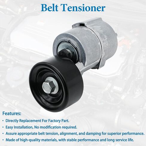 Belt Tensioner Assembly with Pulley Compatible with 2010-2014 Hyundai Tucson, 2006-2014 Sonata, 2011-2015 Kia Sportage, 2007-2010 Rondo, 2006-2015 Optima, 2010-2013 Forte Koup, Replaces# 2528125000 in Saudi Arabia