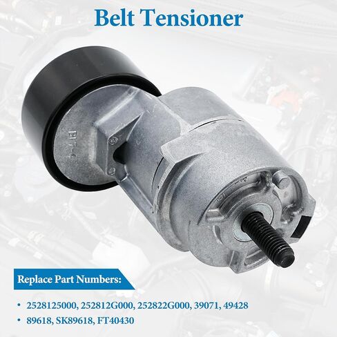Belt Tensioner Assembly with Pulley Compatible with 2010-2014 Hyundai Tucson, 2006-2014 Sonata, 2011-2015 Kia Sportage, 2007-2010 Rondo, 2006-2015 Optima, 2010-2013 Forte Koup, Replaces# 2528125000 in Saudi Arabia
