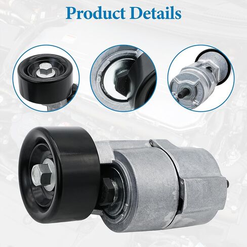 Belt Tensioner Assembly with Pulley Compatible with 2010-2014 Hyundai Tucson, 2006-2014 Sonata, 2011-2015 Kia Sportage, 2007-2010 Rondo, 2006-2015 Optima, 2010-2013 Forte Koup, Replaces# 2528125000 in Saudi Arabia