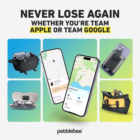 Pebblebee Tracker Card Universal - Rechargeable Slim Item Tracker | Alternative to Air Tag & Android Trackers | 18-Month Battery Life | Works with Android & iOS Find My Apps | LED & Sound Alerts in Saudi Arabia