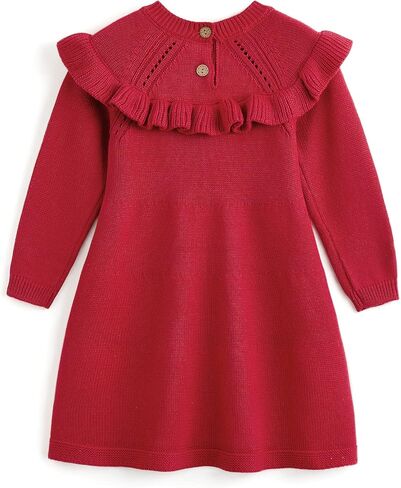 Simplee kids Baby Little Girls' Long Sleeve Dress Cable Knit Sweater Lace Dress for Grils 3T in Kuwait