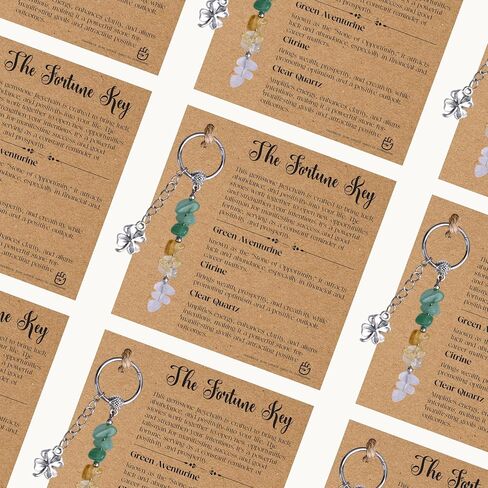 Crystal Keychain The Fortunekey - حظا سعيدا وإيجابية هدية مع شفاء البلورات | هدية ذات مغزى للنساء أو الأمهات أو الأصدقاء لإلهام الثقة والإيمان والقوة لأي مناسبة in Kuwait