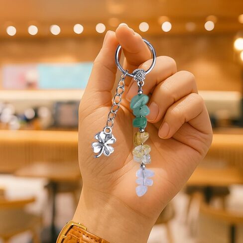 Crystal Keychain The Fortunekey - حظا سعيدا وإيجابية هدية مع شفاء البلورات | هدية ذات مغزى للنساء أو الأمهات أو الأصدقاء لإلهام الثقة والإيمان والقوة لأي مناسبة in Kuwait