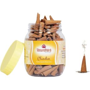 Vasundhara Spiritual Products Sandlewood Incense Cones | Dhoop Cones | Sandlewood Fragrance | Long Lasting Aroma for Positivity & Pure Air | Aromatherapy for Aura Cleansing | Pack of 93 Cones in Saudi Arabia
