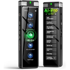 136GB AI Voice Recorder, TIMMKOO Digital Voice Recorder with Playback, Offline Transcribe and Online Summarize/Mindmap/Translation Base on AI Technology, Voice Activated Audio Recorder (Black) in Kuwait