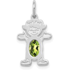 14K White Gold Girl 6x4 Oval Genuine Peridot-August (0.47 x 0.83 Inches) in Kuwait