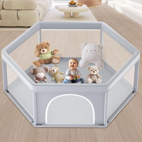 Baby Playpen Baby Play Pen for Babies and Toddlers Safe Anti-Fall Baby Play Yards Indoor & Outdoor Sturdy Safety Baby Activity Center with Soft Breathable Mesh Baby Fence 50×50 Inch in Kuwait