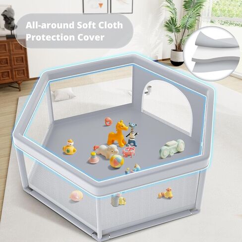 Baby Playpen Baby Play Pen for Babies and Toddlers Safe Anti-Fall Baby Play Yards Indoor & Outdoor Sturdy Safety Baby Activity Center with Soft Breathable Mesh Baby Fence 50×50 Inch in Kuwait