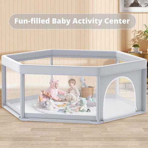 Baby Playpen Baby Play Pen for Babies and Toddlers Safe Anti-Fall Baby Play Yards Indoor & Outdoor Sturdy Safety Baby Activity Center with Soft Breathable Mesh Baby Fence 50×50 Inch in Kuwait