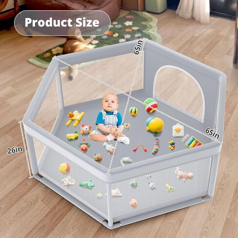 Baby Playpen Baby Play Pen for Babies and Toddlers Safe Anti-Fall Baby Play Yards Indoor & Outdoor Sturdy Safety Baby Activity Center with Soft Breathable Mesh Baby Fence 50×50 Inch in Kuwait