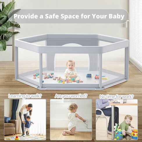 Baby Playpen Baby Play Pen for Babies and Toddlers Safe Anti-Fall Baby Play Yards Indoor & Outdoor Sturdy Safety Baby Activity Center with Soft Breathable Mesh Baby Fence 50×50 Inch in Kuwait
