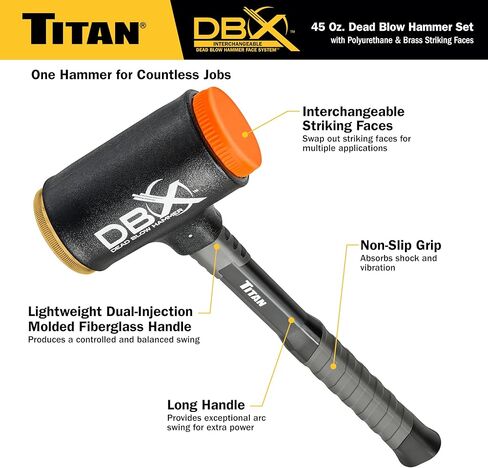 Titan 63640 Polyurethane القابلة للتبديل وجوه ضربات Titan DBX 45oz ضربة Dead Hammer in Kuwait