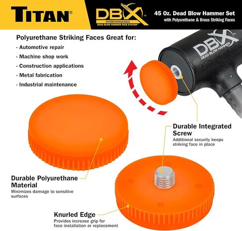Titan 63640 Polyurethane القابلة للتبديل وجوه ضربات Titan DBX 45oz ضربة Dead Hammer in Kuwait