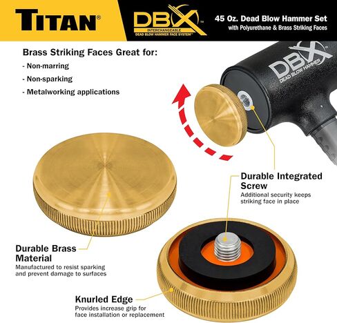 Titan 63640 Polyurethane القابلة للتبديل وجوه ضربات Titan DBX 45oz ضربة Dead Hammer in Kuwait