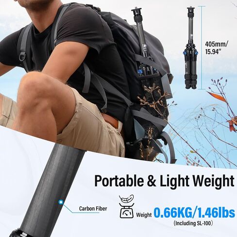 SIRUI AM223L Mini Leveling Tripod, Carbon Fiber Desktop Travel Tripod for DSLR Camera Video Camcorder, Max Load 33lbs, Max Height 14.2" in Saudi Arabia