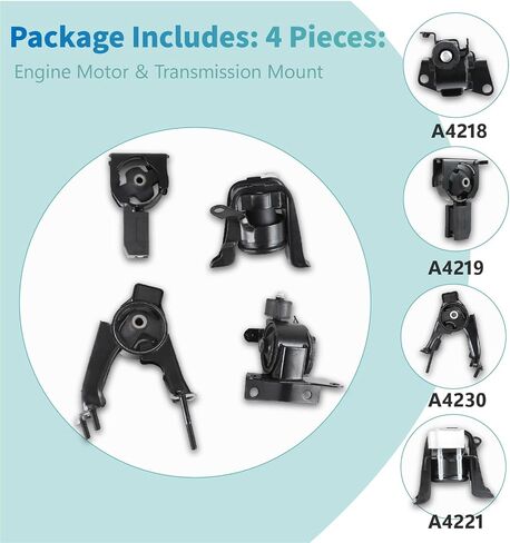 مجموعة 4pcs محرك Trans Mount مجموعة لتويوتا Corolla Matrix Pontiac Vibe 1.8L MT 2003-2008 A4218 A4219 A4221 A4230 Direct Fit Computer تم اختبار 12 شهرًا تم اختبارها لمدة 12 شهرًا in Saudi Arabia