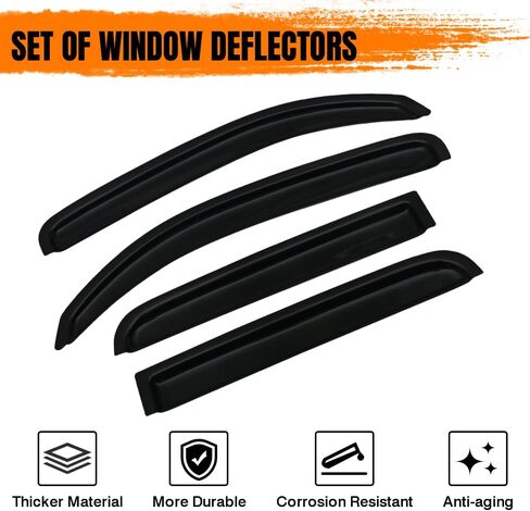 in Channel Window Visor Deflectors, Compatible with 2006-2011 Chevy HHR 4Door, Acrylic Black Slim Style Window Rain Guards, Sun Wind Side Vent Visor Set, 4 Pieces in Saudi Arabia