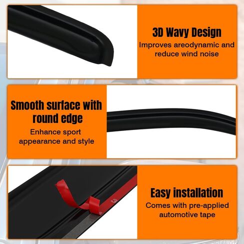 in Channel Window Visor Deflectors, Compatible with 2006-2011 Chevy HHR 4Door, Acrylic Black Slim Style Window Rain Guards, Sun Wind Side Vent Visor Set, 4 Pieces in Saudi Arabia