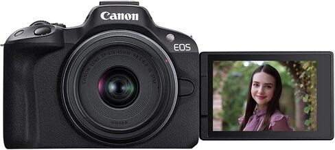 Canon EOS R50 Mirrorless Camera Body with 2 Lens Kit RF-S 18-45mm is STM and RF-S 55-210mm is STM 5811C022 Bundle with Deco Gear Photography Bag + 2 x Battery + 2 x 64GB Memory Cards + Accessories in Saudi Arabia